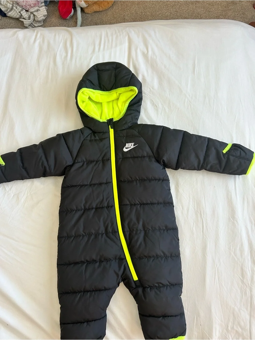 Nike | NWOT | Black One-Piece Snowsuit with Neon Yellow Trim | 6m